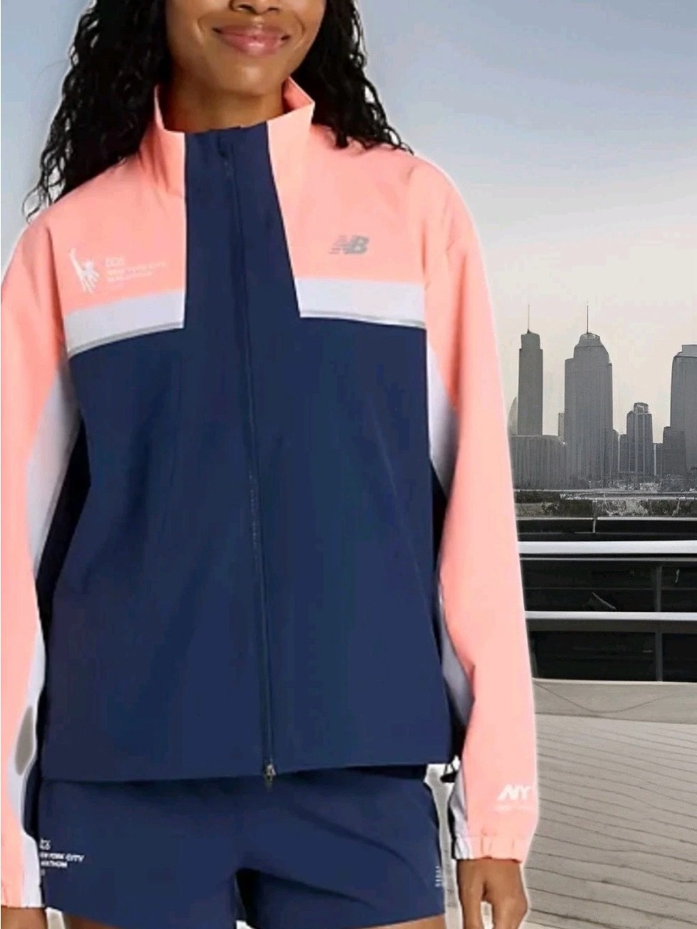 New Balance Women’s NYC 2025 Jacket in Navy & Pink